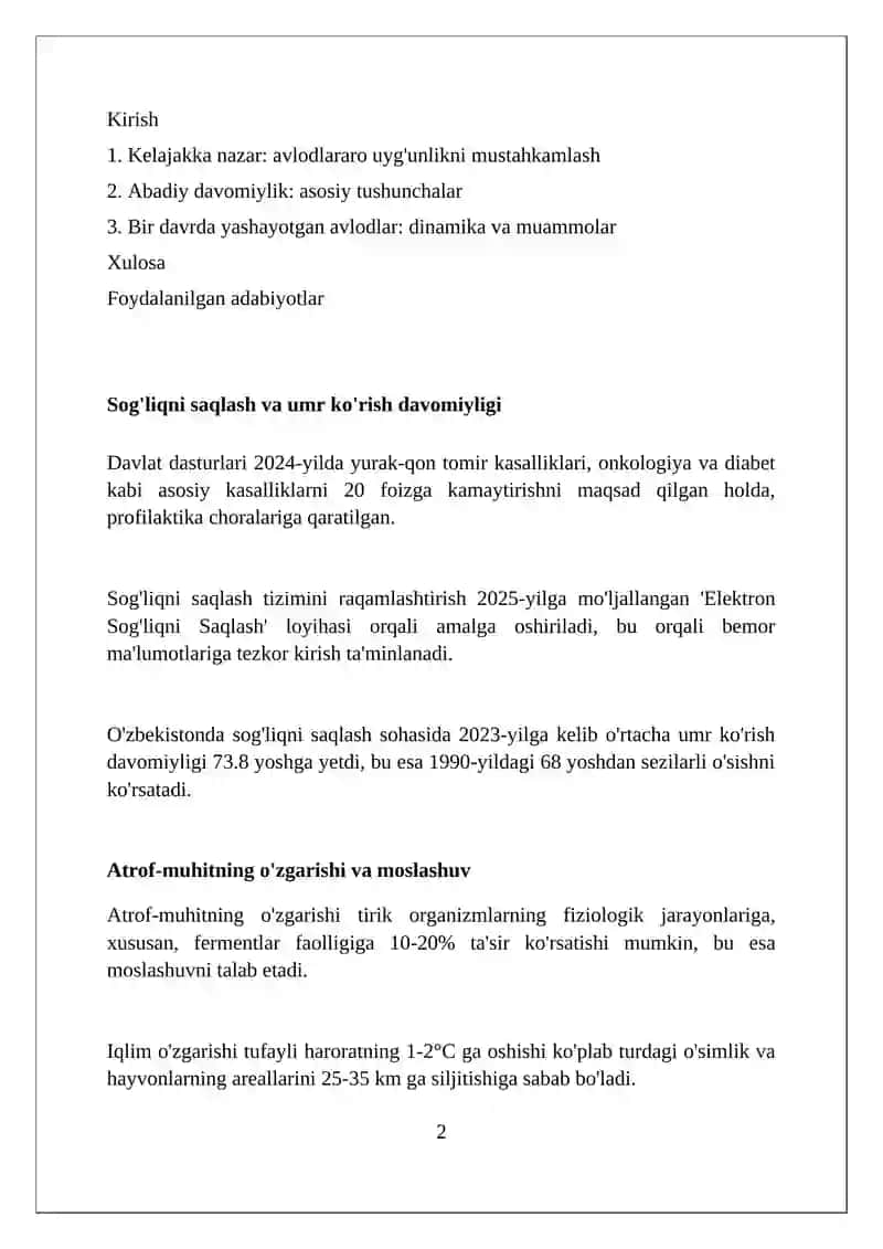 Abadiy davomiylik va bir davrda yashayotgan avlodlar modeli 2