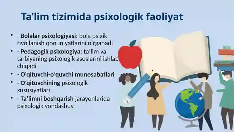 Psixolog faoliyatining ko‘rinishlari va sohalari 2