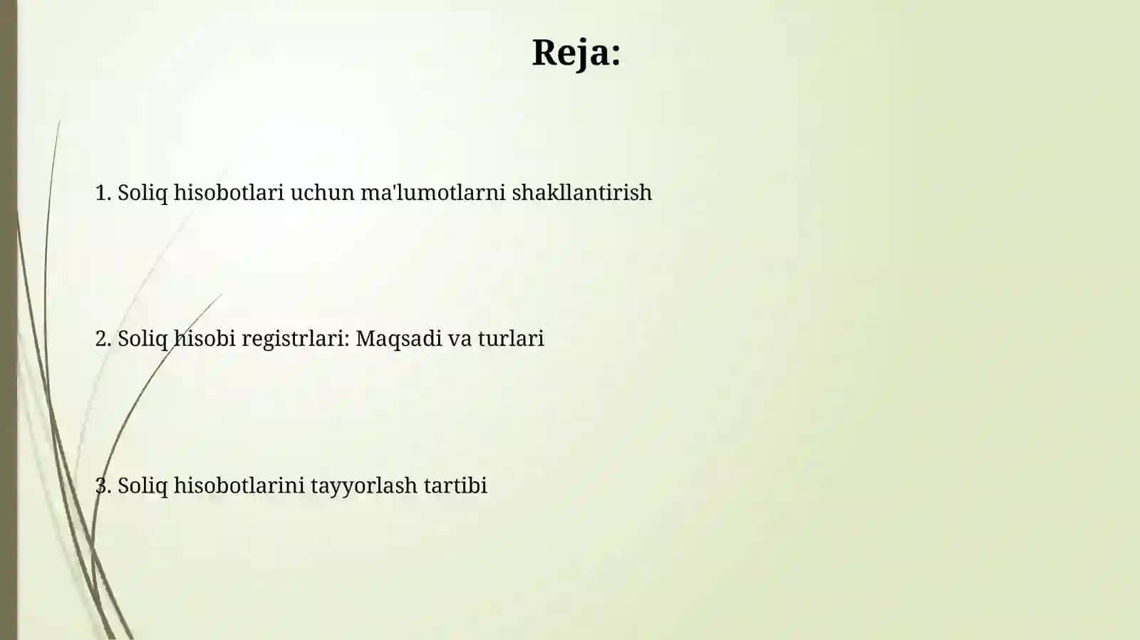Soliq hisobining registrlari Soliq hisobotini tuzish tartibi 2