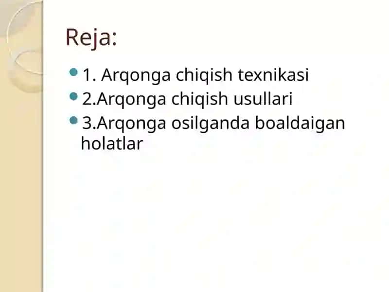 Arqonga chiqish texnikasi 2