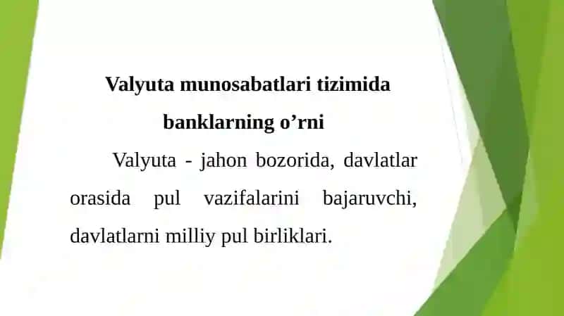 Tijoratbanklarining valyuta operatsiyalari 2