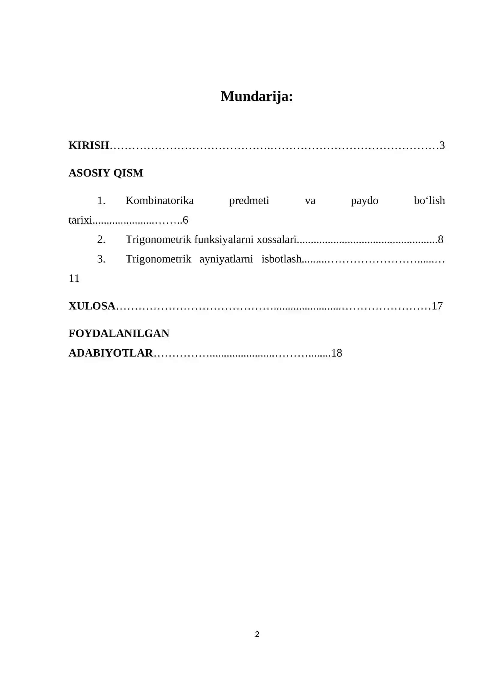To’plamlar. To’plamlar ustida amallar. To’plamlarni bir-biriga aks ettirish 2