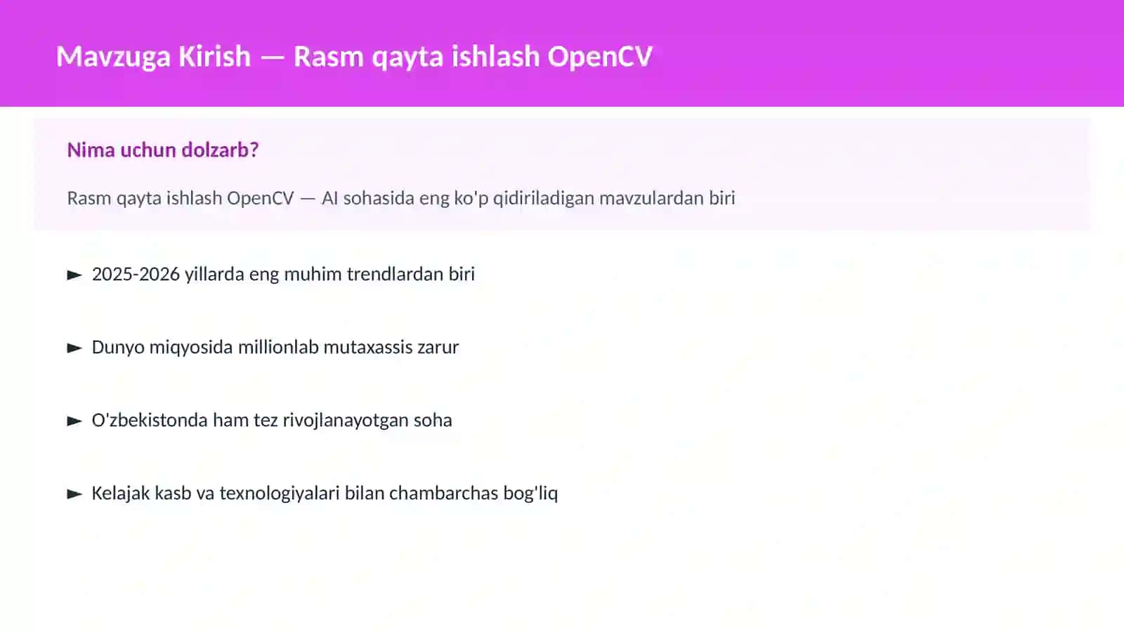 Rasm qayta ishlash OpenCV 2