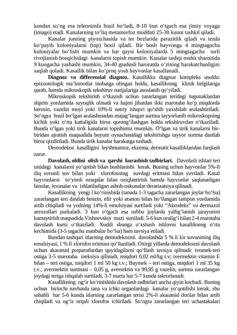 Amaliy mashg’ulot № 19. Yovvoyi va mo‘ynali hayvonlarda demodekoz va otodektozga diagnoz qo‘yish, davolash va oldini olish chora-tadbirlari 2