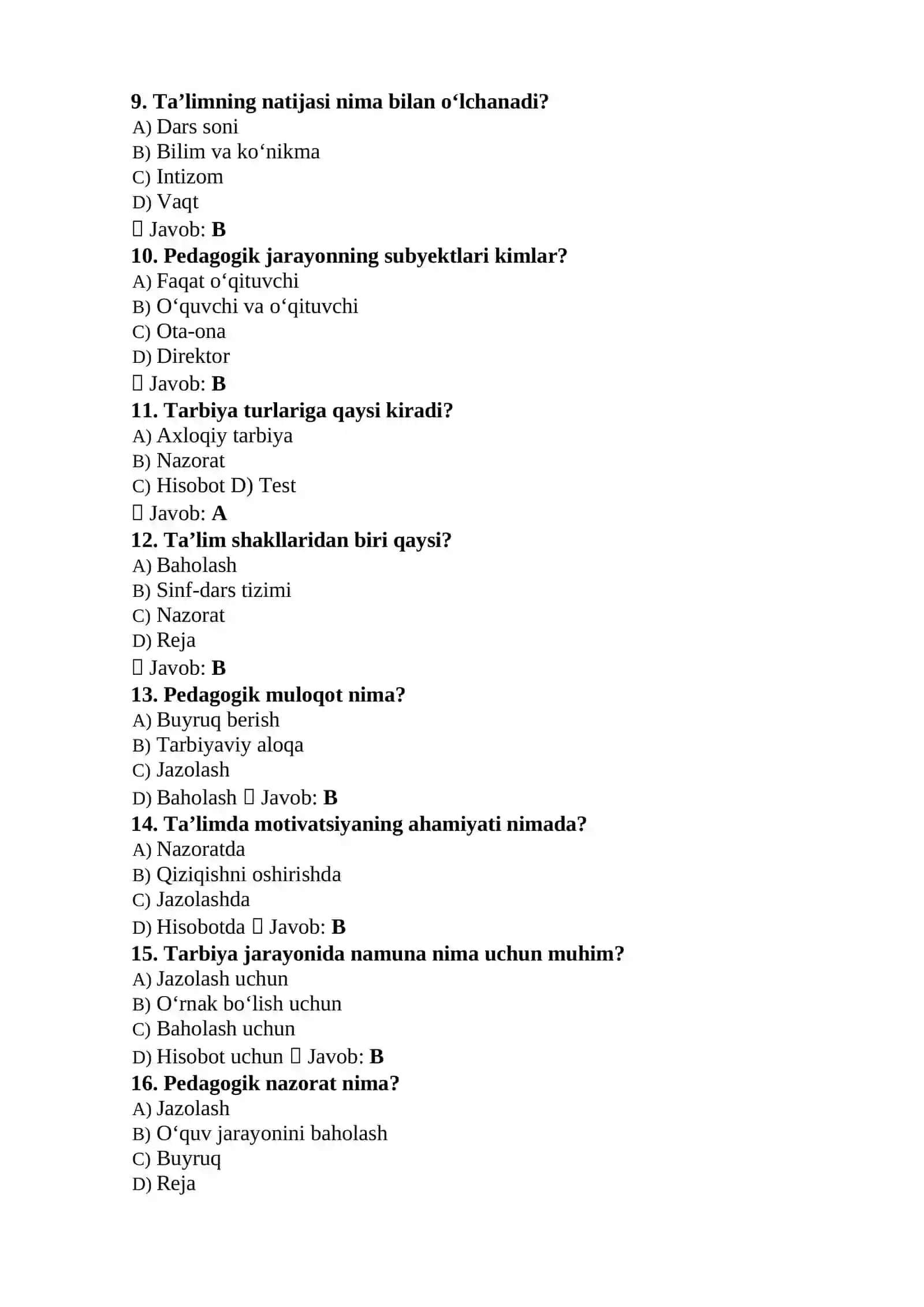 Maktab maslahatchisi lavozimi uchun 300 test 2