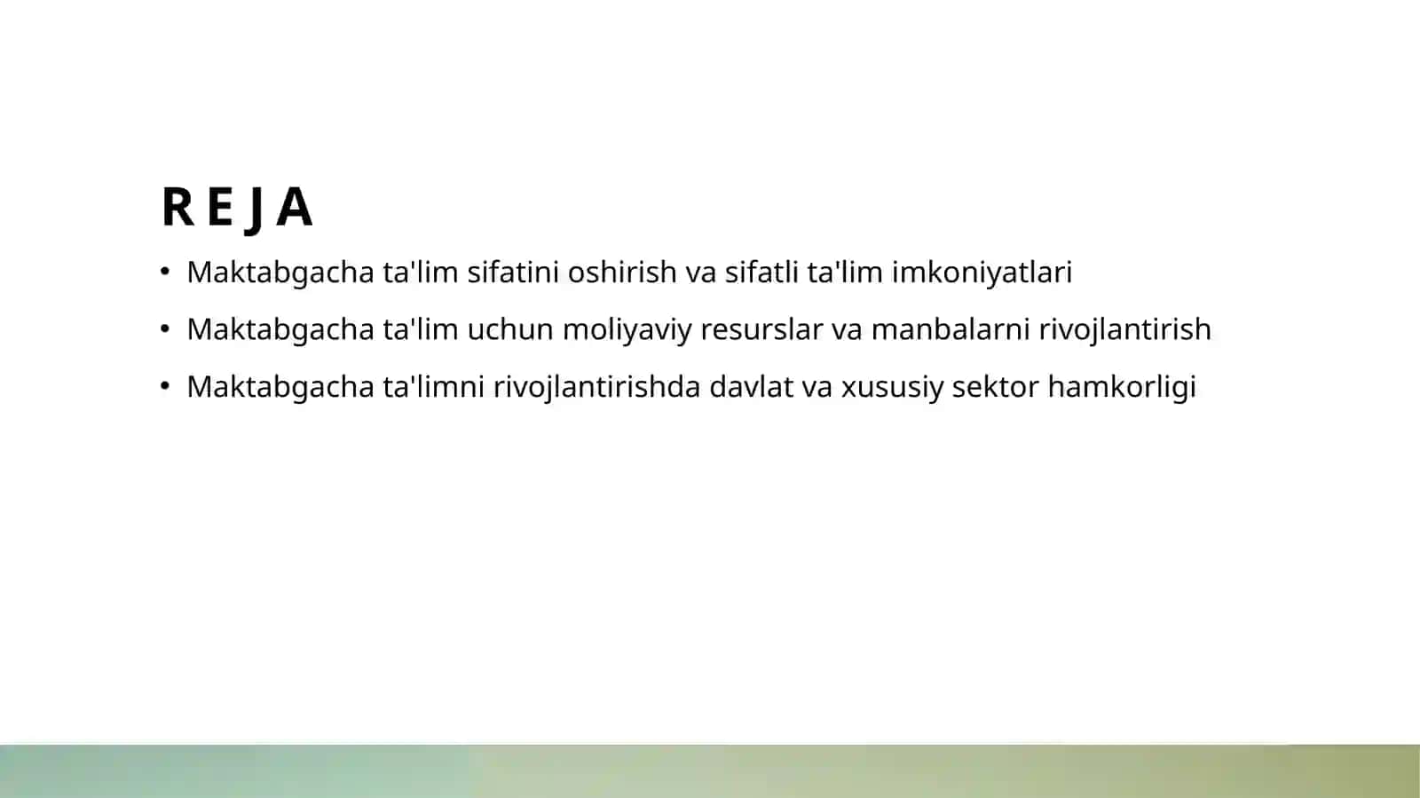 Maktabgacha talimni rivojlantirish va moliyaviy taminlash 2