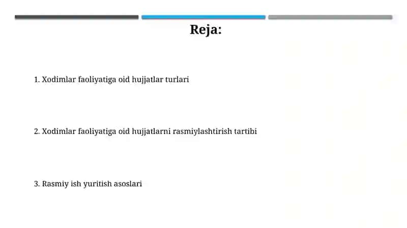 Xodimlar faoliyatiga oid hujjatlar va ularni davlat tilida rasmiylashtirish 2