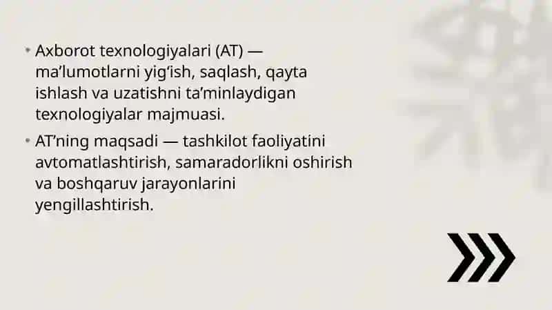 Axborot texnologiyalari(AT) 2