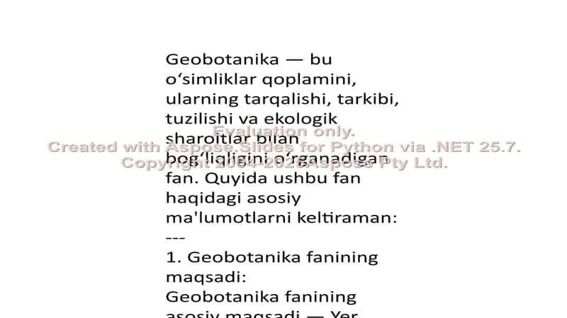 Geobotanika fanining maqsadi va vazifalari 2