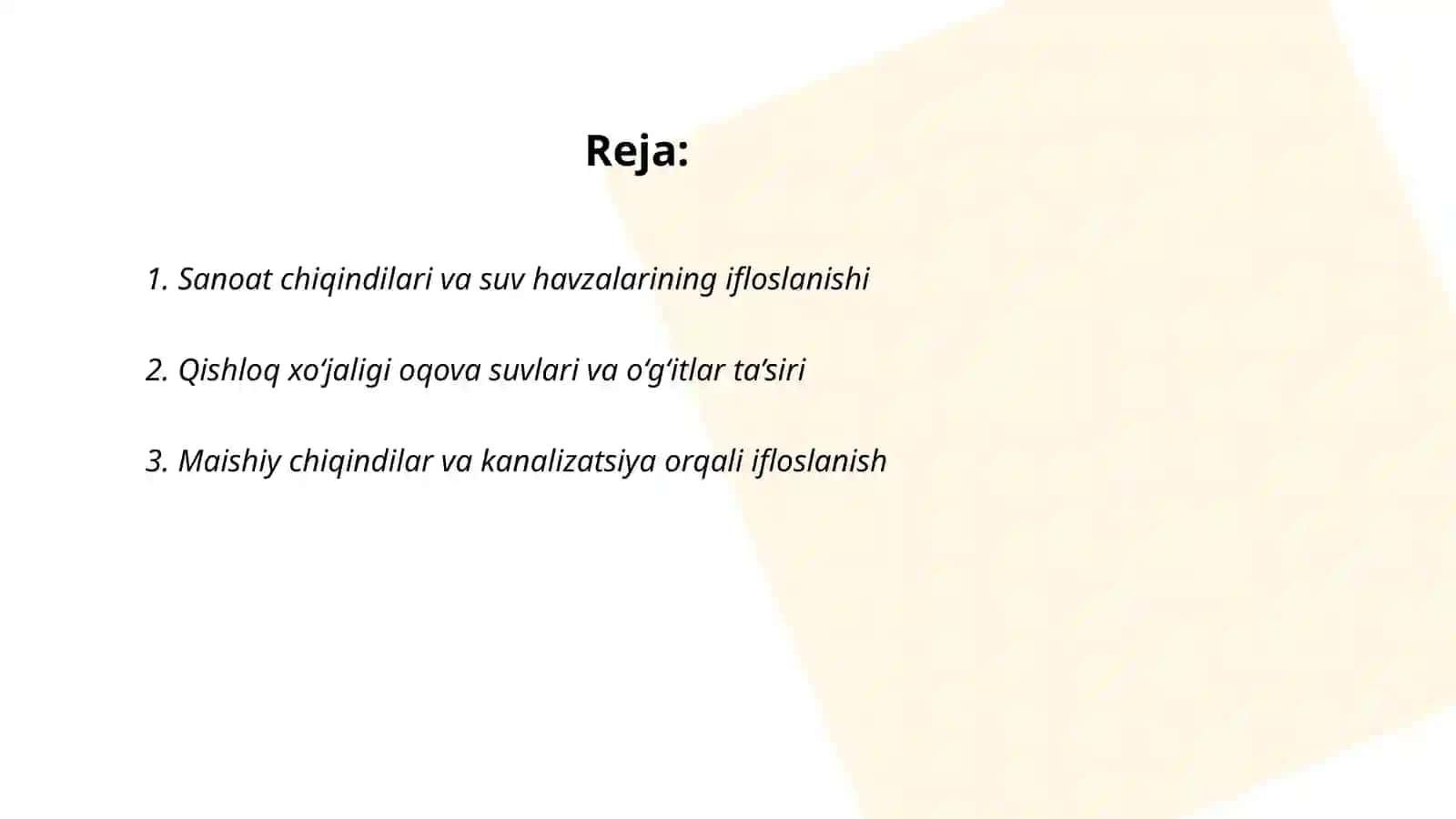 Sanoat chiqindilari va suv havzalarining ifloslanishi 2