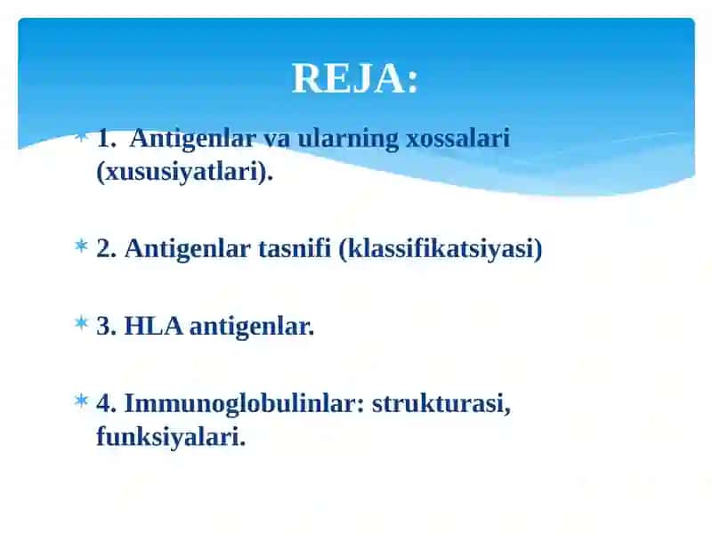 Antigen va antitana. Immunoglobulinlar: tuzilishi va vazifasi 2