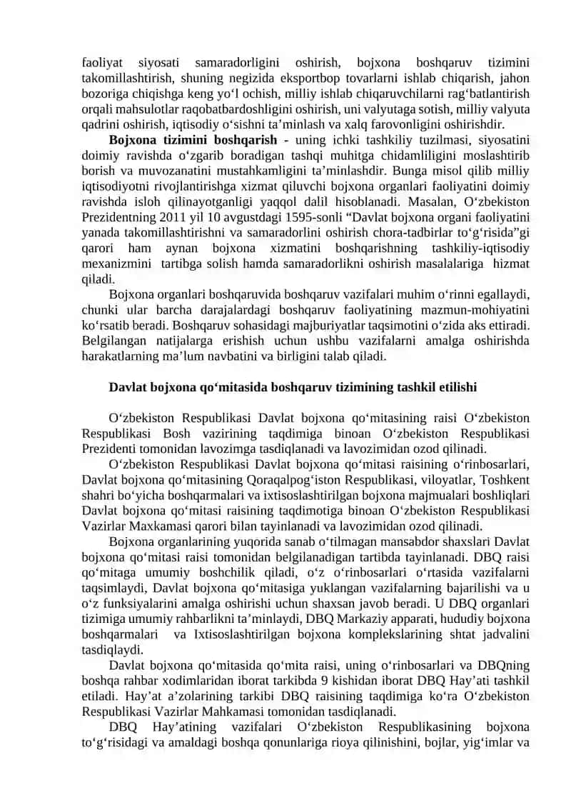 Oʻzbekiston Respublikasi davlat bojxona organlari faoliyatining huquqiy asoslari 2