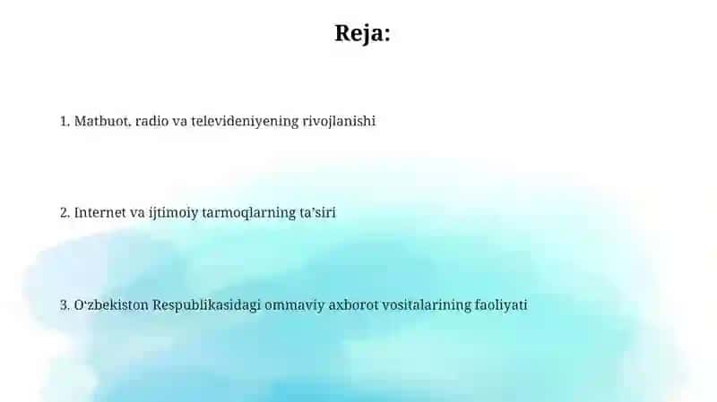 Oʻzbekiston Respublikasida ommaviy axborot vositalarining faoliyati 2