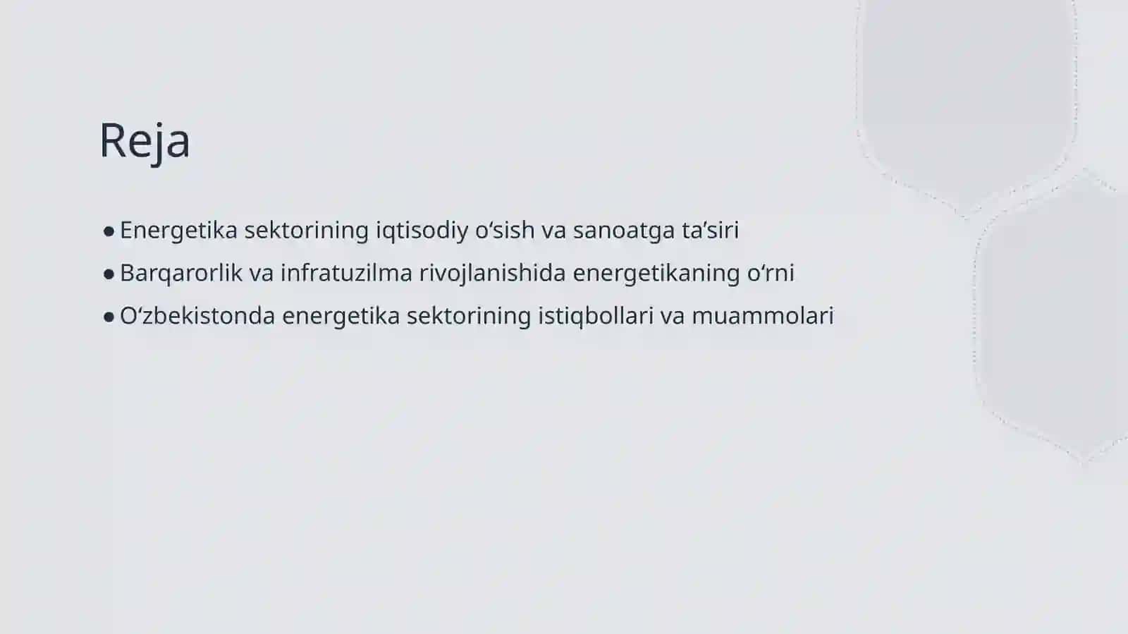 Enetgetika sektorining tarmoqlar iqtisodiyotidagi ro'li 2
