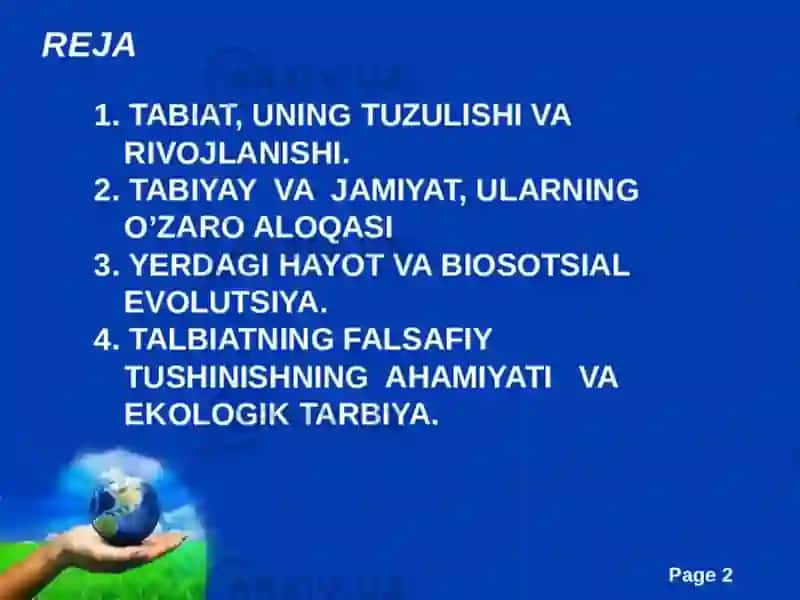 Tabiatni o'rganishga oid qarashlar tarixi 2