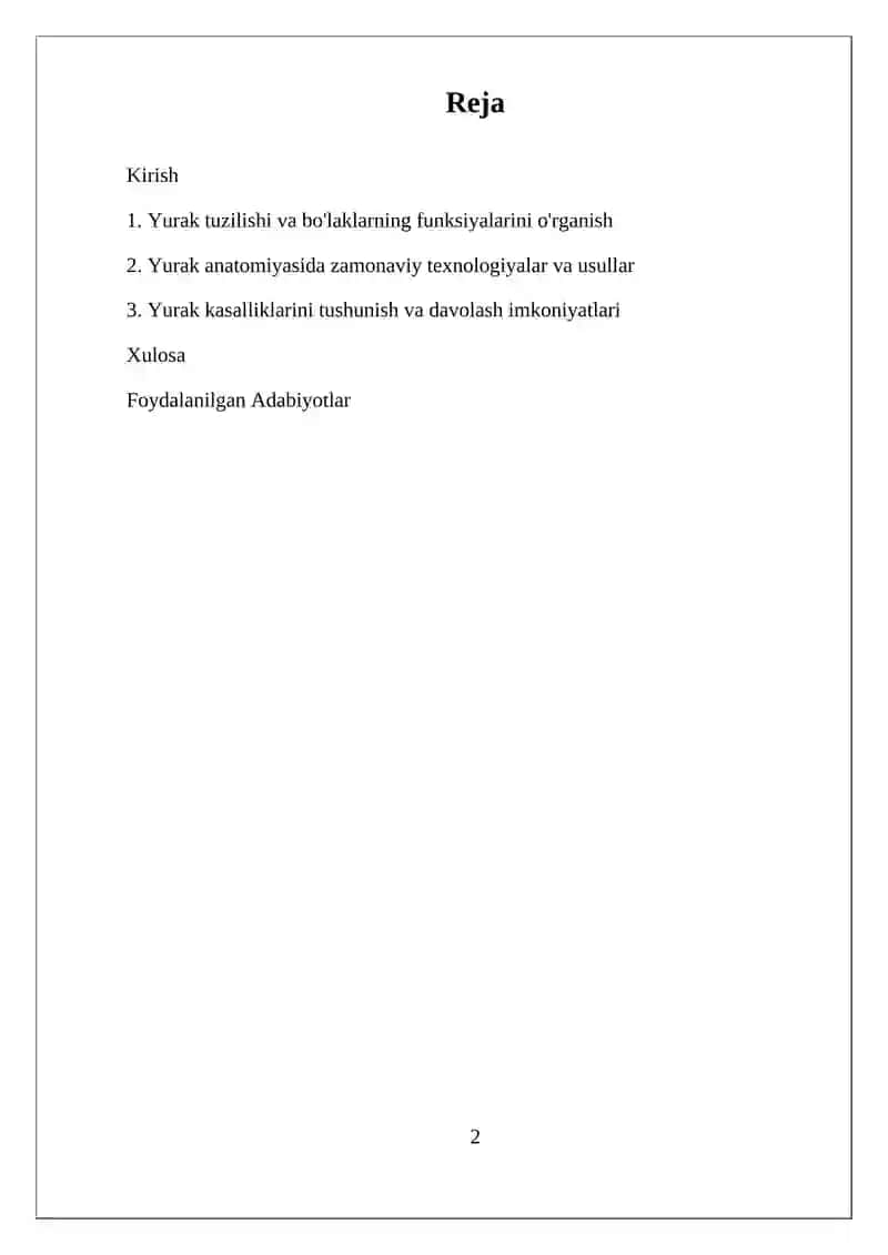 Yurak anatomiyasi 2