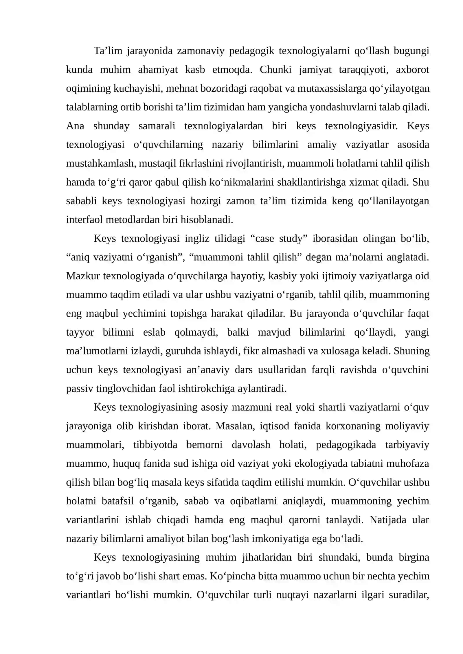 Taʼlimda keys texnalogiyasi. Oʻquv loyxaviy taʼlimning asosiy tamoyillari 2