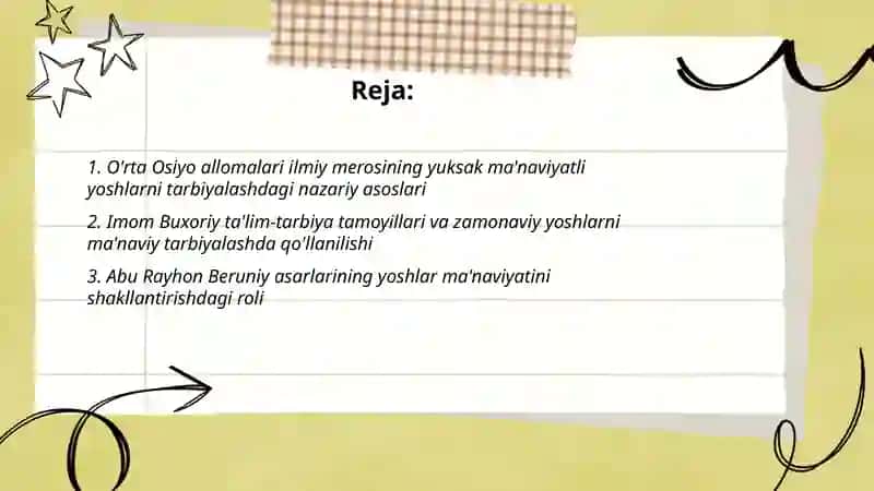 O'rta Osiyo allomalari ilmiy merosining yuksak ma'naviyatli yoshlarni tarbiyalashdagi nazariy asoslari 2