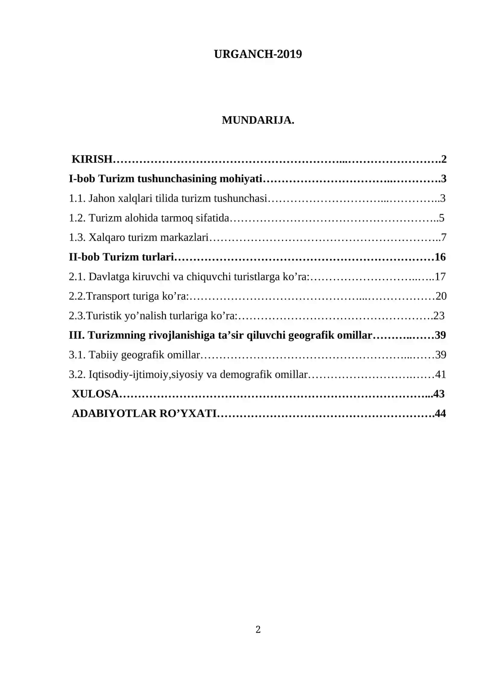 Jahon turizm resurslari, ularning turlari va uni joylashtirishning geografik omillari 2