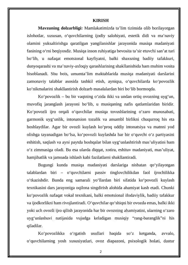Musiqa madaniyati fani darslarida ko'povozlikka o'rgatish usullari 2