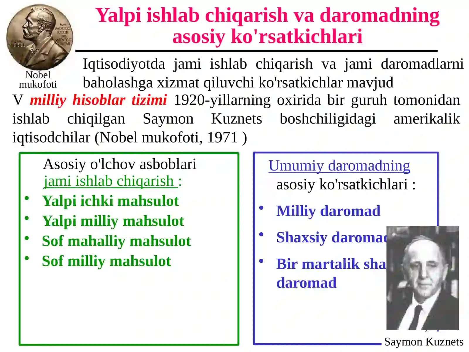 Makroiqtisodiyot kursimavzusi 2. Asosiy makroiqtisodiy ko‘rsatkichlar 2