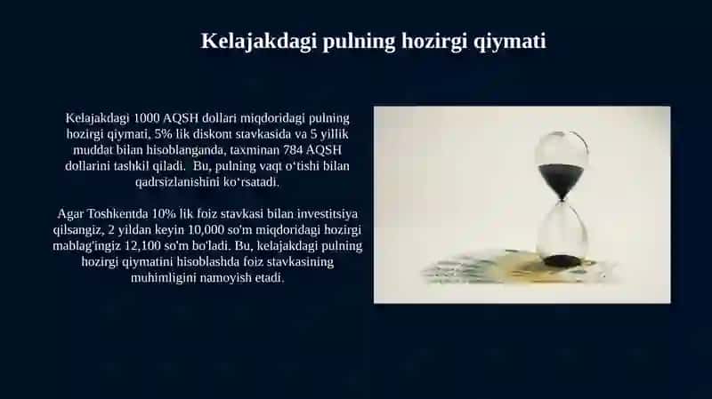 Pul mablag'larining vaqt bo'yicha qiymatlari 2