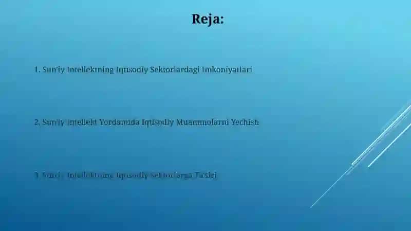 Iqtisodiyot sohalarida sun'iy intellektdan foydalanish xususiyatlari 2