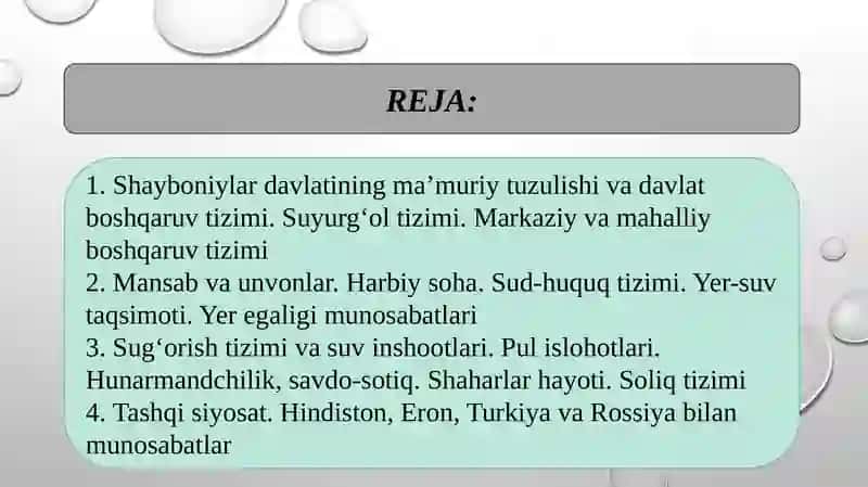 SHAYBONIYLAR DAVRIDA BUXORO XONLIGINING IJTIMOIY-IQTISODIY HAYOTI 2