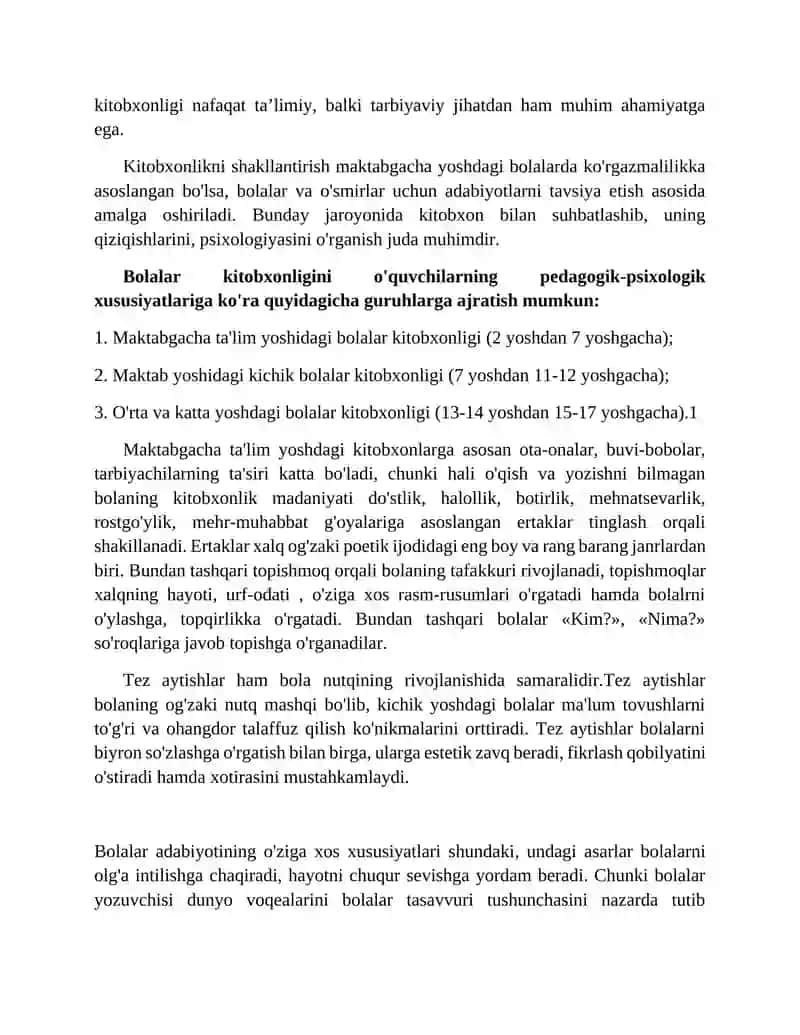 Bolalar kitobxonligi. Respublika kitobxonlik tanlovlari 2
