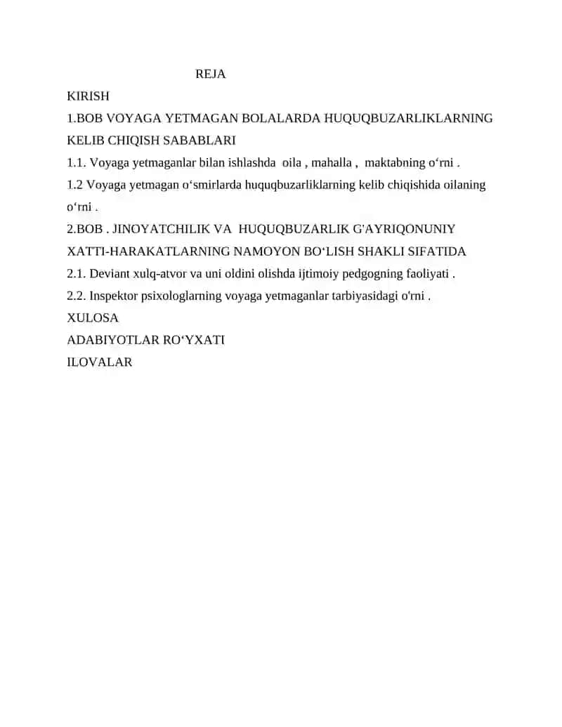 BOB VOYAGA YETMAGAN BOLALARDA HUQUQBUZARLIKLARNING KELIB CHIQISH SABABLARI 2