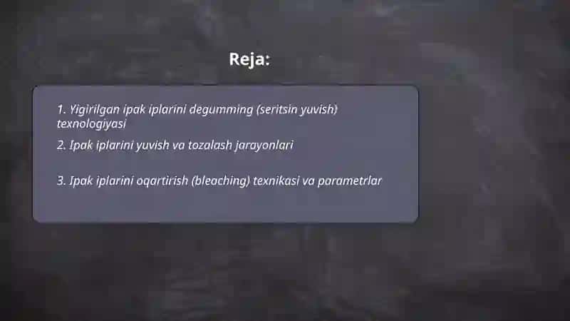 Yigirilgan ipak iplarini pardozlash texnologiyasi 2