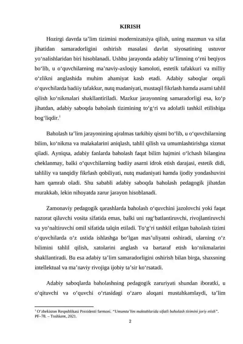 ADABIY SABOQDA BAHO VA UNING PEDAGOGIK ZARURIYATI 2