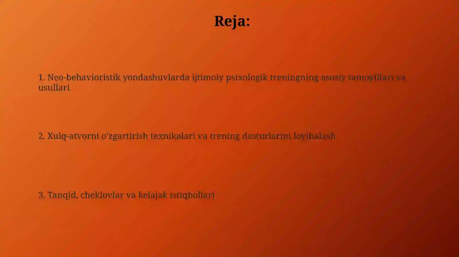 Sotsial psixologik trening nobixevioristik ananalarda 2