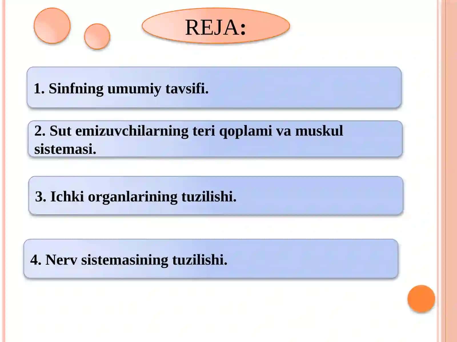 Sut emizuvchilar yoki darrandalar sinfining umumiy ta’rifi. Sutemizuvchilarning teri qoplamivaskelettuzilishi 2