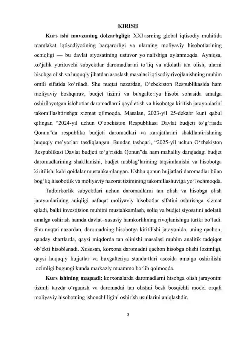 DAROMADLARNI HISOBGA OLISH BOSQICHLARI.DAROMADNI TAN OLISHNI BESH BOSQICHLI MODELI 2