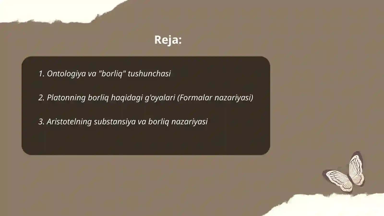 Borliq to'g'risidagi faylasuflar fikri 2
