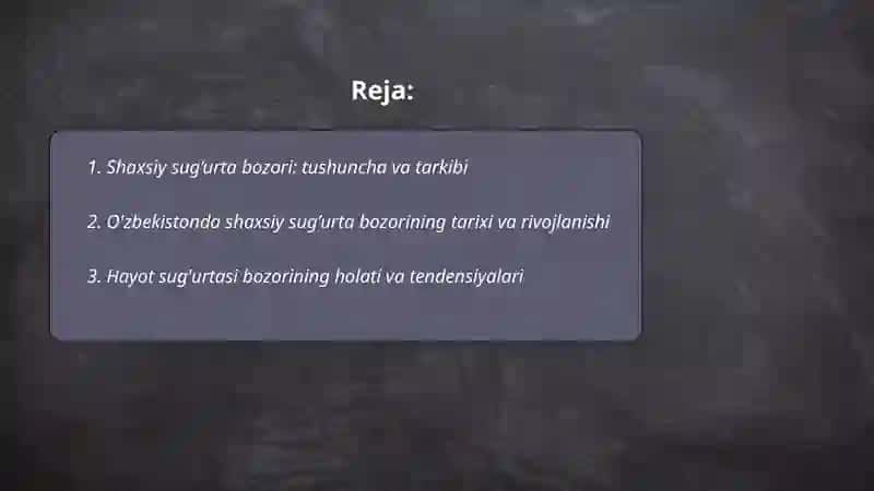shaxsiy sug’urta bozori 2