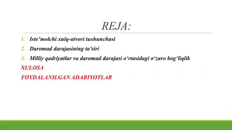 ISTEʼMOLCHI XULQ ATVORI MILLIY QADRIYATLAR VA DAROMAD DARAJASINING TAʼSIRI 2