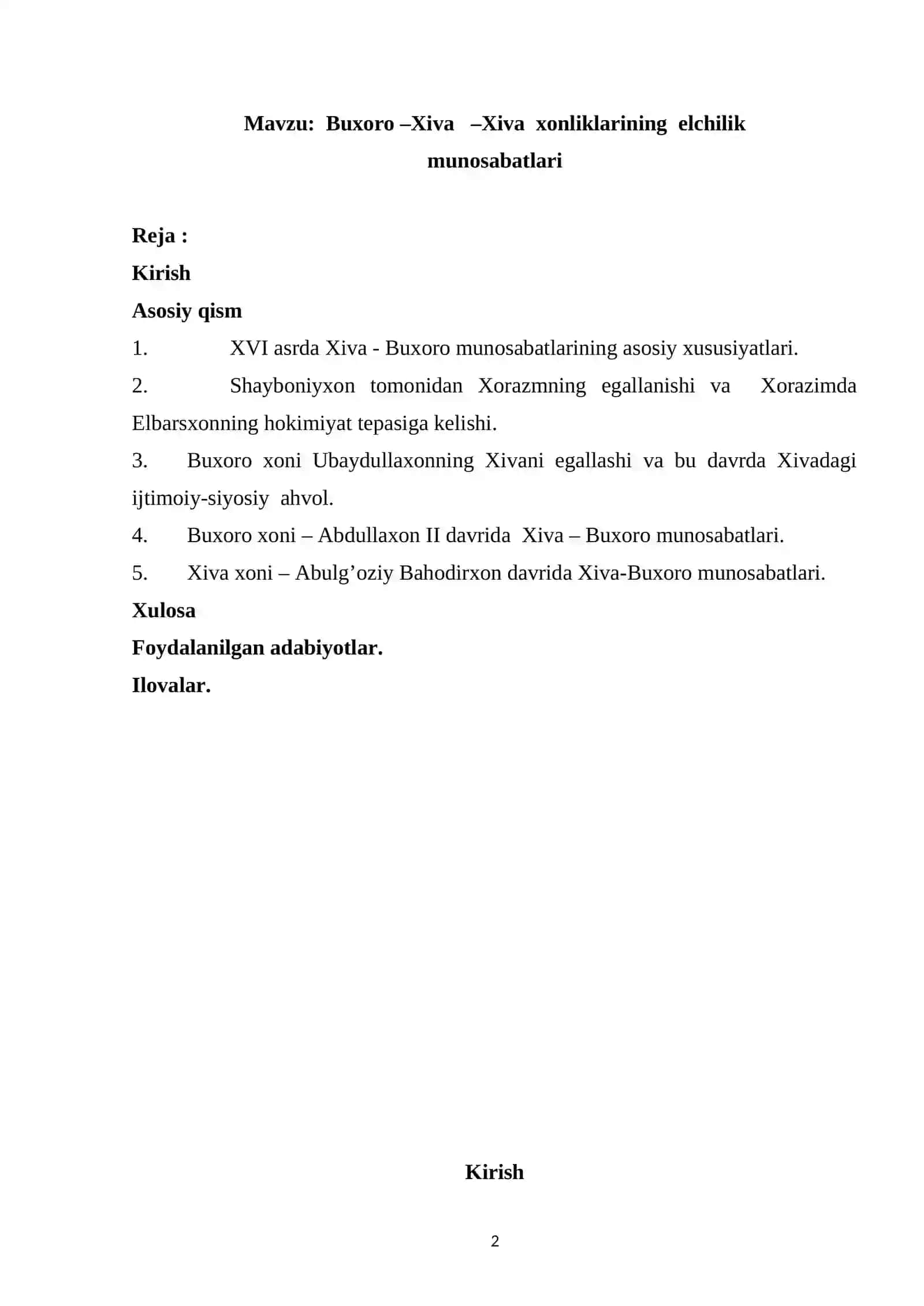 Buxoro –Xiva xonliklarining elchilik munosabatlari 2