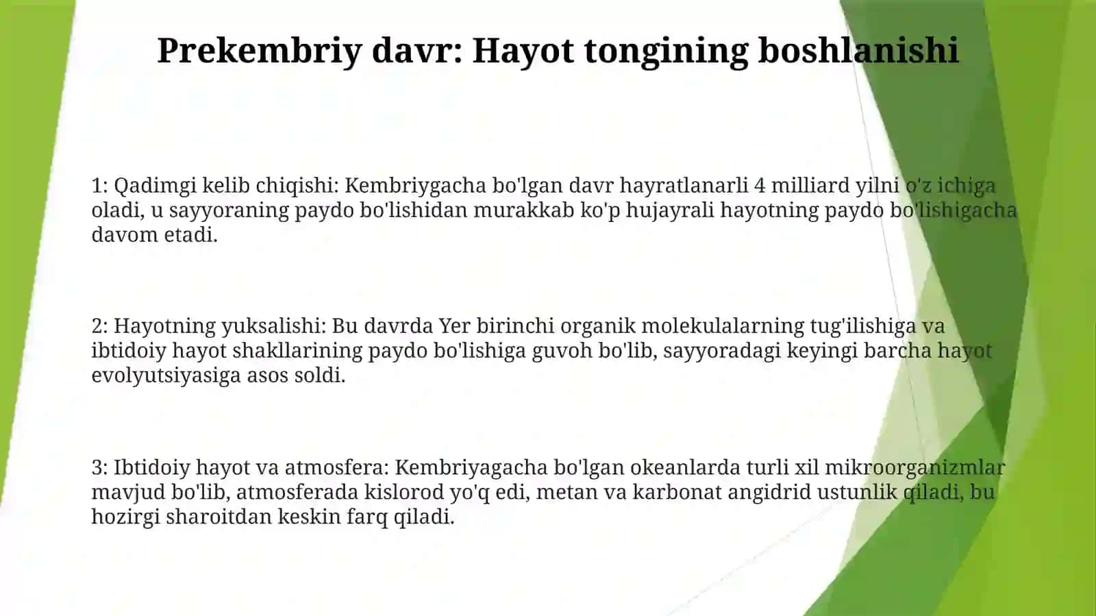 Yer Yuzida HayvonotDunyosining Evolutsiyasi 2