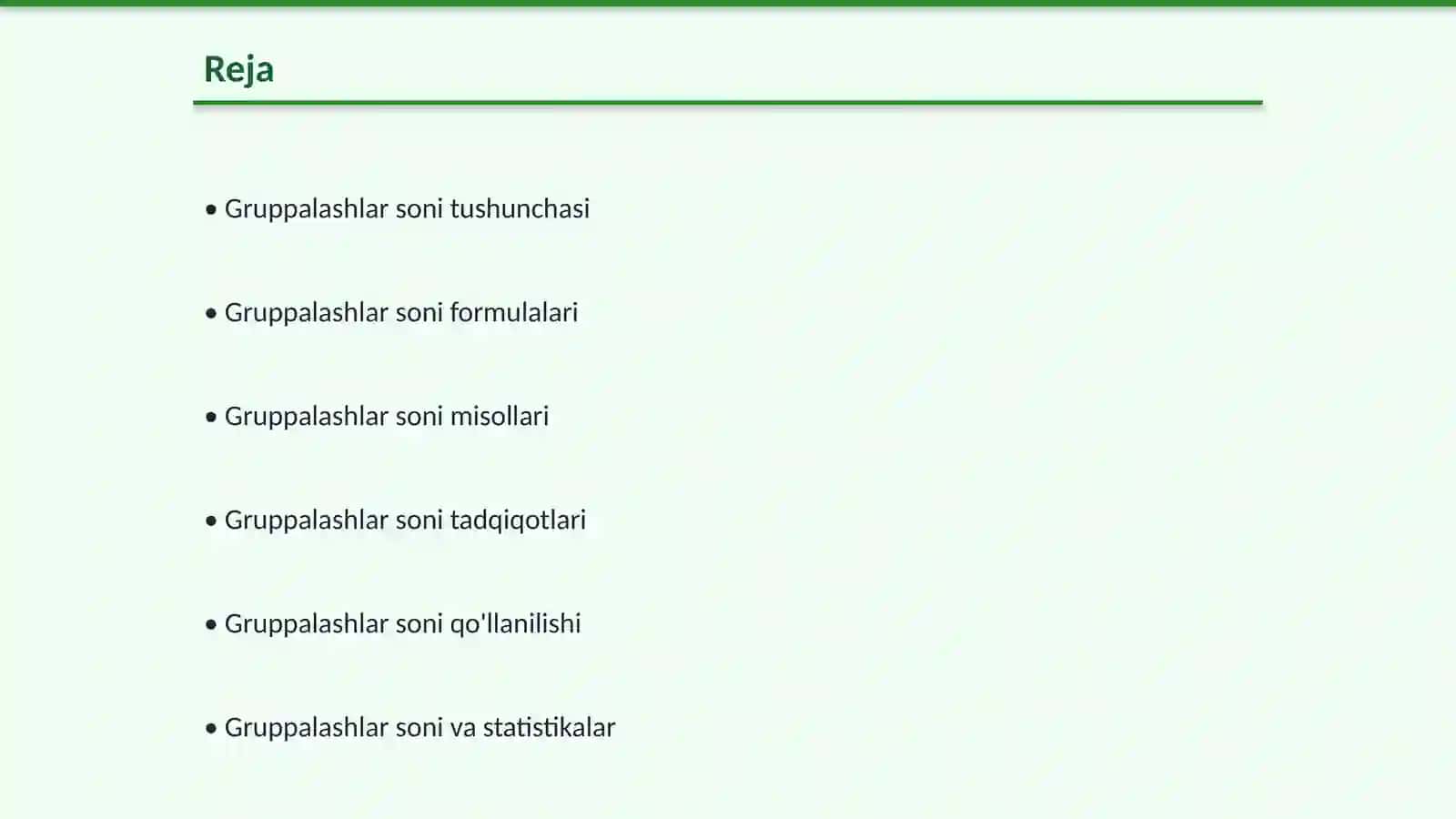 Gruppalashlar soni 2