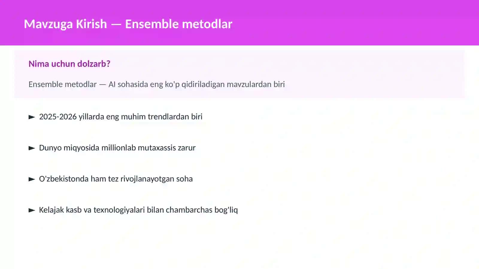 AI | MACHINE LEARNING ASOSLARI 2