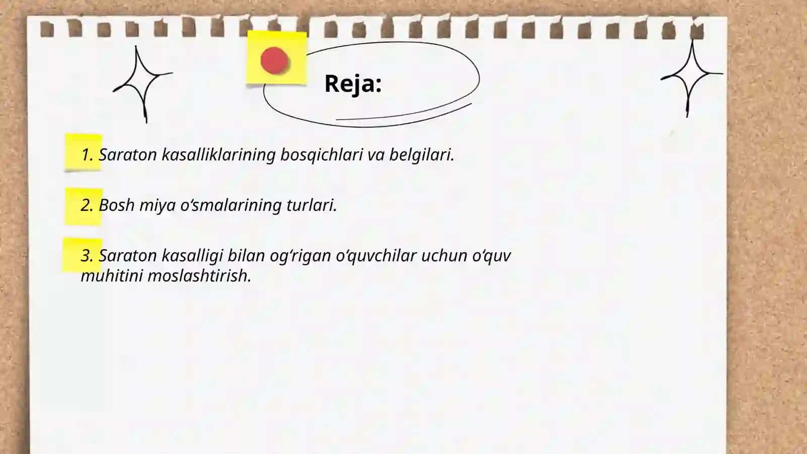 Saratoni kasalliklari (bosh miya o‘smalari) bilan og‘rigan o‘quvchilar bilan mashg‘ulotlar o‘tish tamoyillari 2