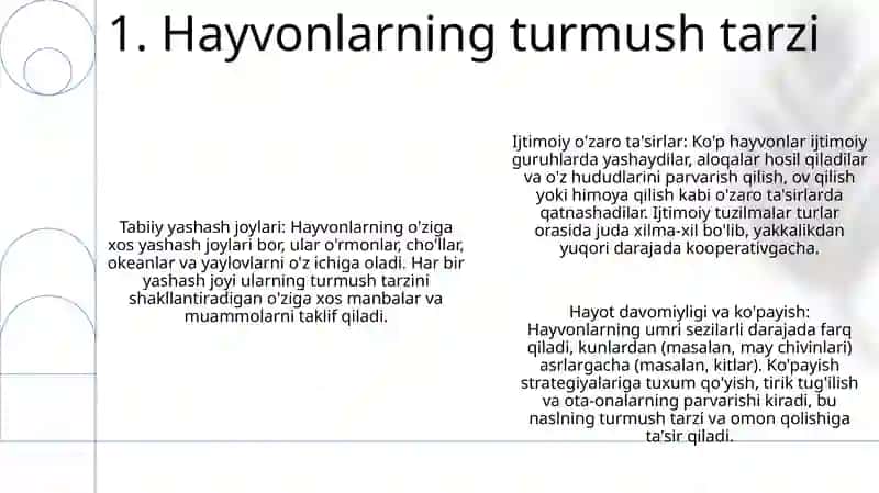 Hayvonot Olamining Yashash Tarzi, KoʻPayishi, Tarqalishi Va Xilma-Xilligi 2