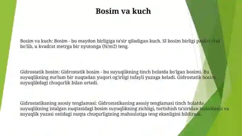 Gidrostatik Bosim Va Uning Xossalari. Gidrostatikaning Asosiy Tenglamasi 2