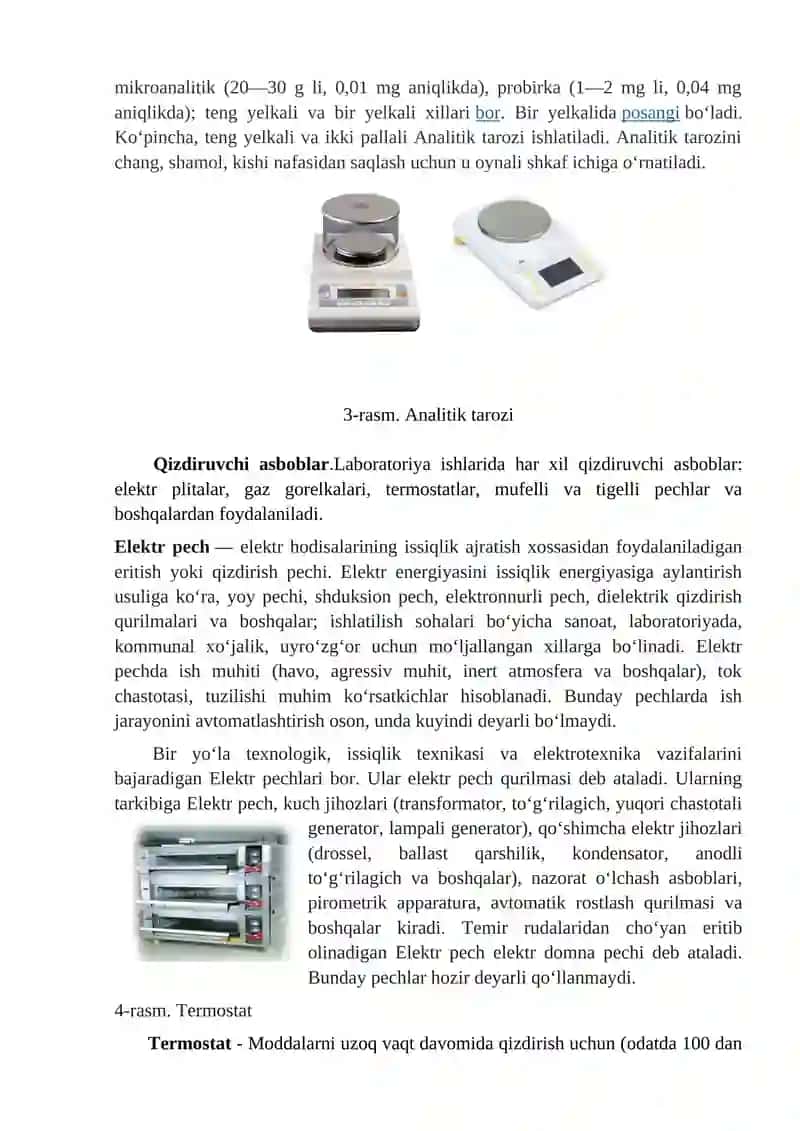 Tuproqlarni laboratoriyada o‘rganish uchun mo‘ljallangan asosiy uskunalar va idishlar bilan tanishish 2
