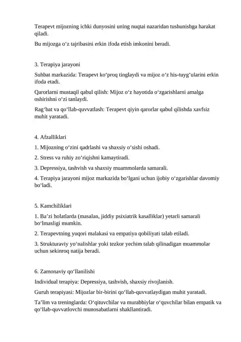 Mijozga yo‘naltirilgan psixoterapiya 2