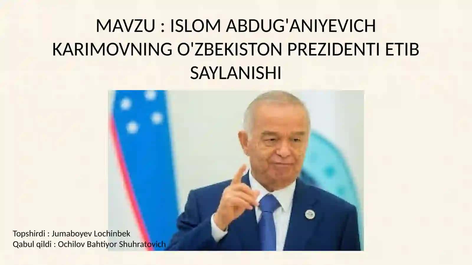 Islom Abdug'aniyevich Karimovning O'zbekiston Prezidenti Etib Saylanishi 2