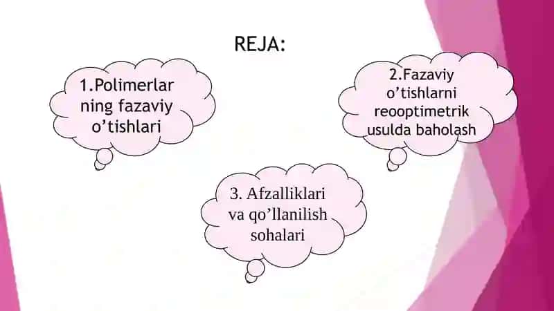 Polimerer itmasining gel va suyuq kristall holatga o'tishini reooptimetrik usulda baholash 2