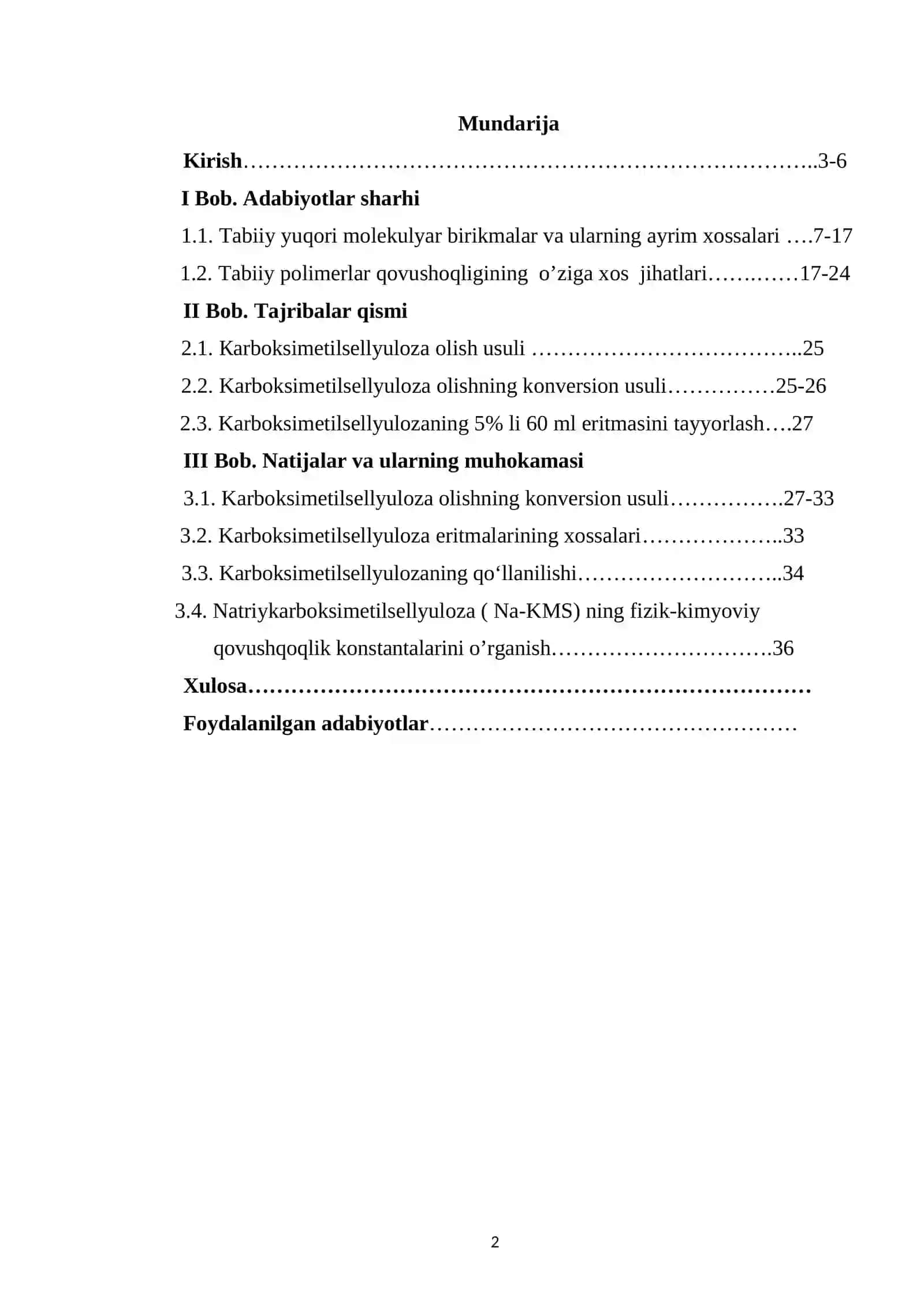 Kaliy xlorid ishlab chiqarish texnologiyasida qo’llaniladigan karboksimetilsellyuloza namunalarining tarkibi va fizik kimyoviy xossalarini tadqiq etish 2